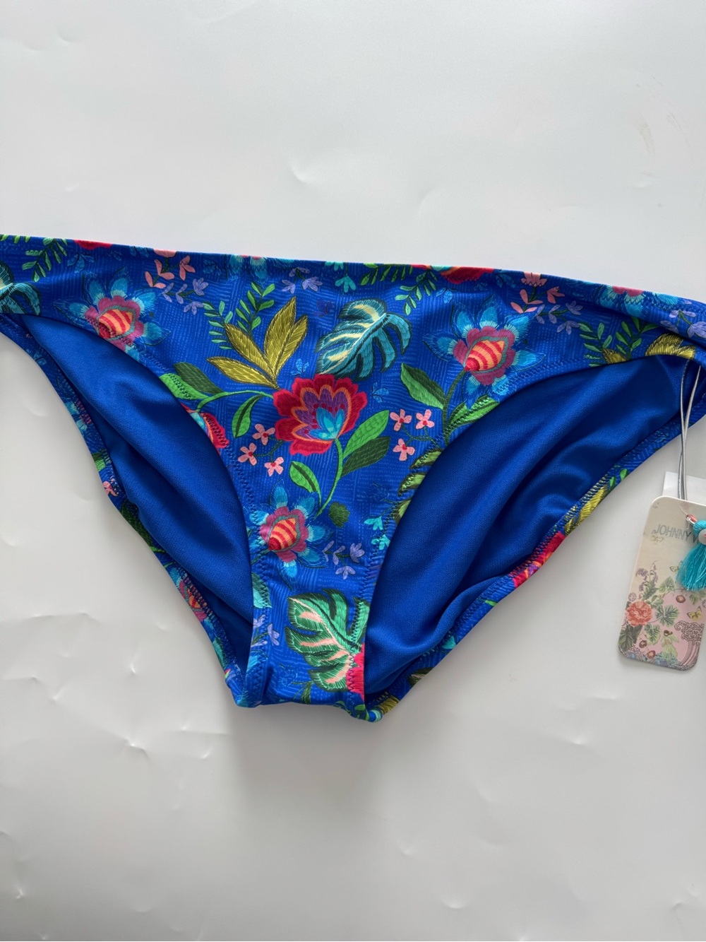Johnny Was Bright Blue Floral Bikini Bottoms